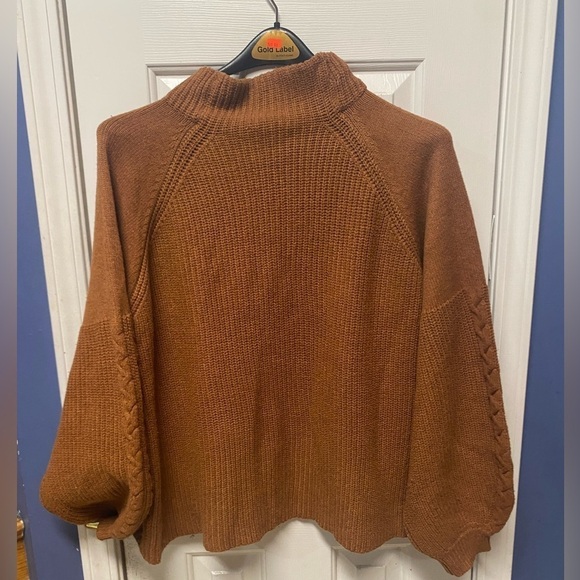 Eloquii Puff Sleeve Chunky Sweater Brown Plus Size 18/20 - Picture 5 of 9